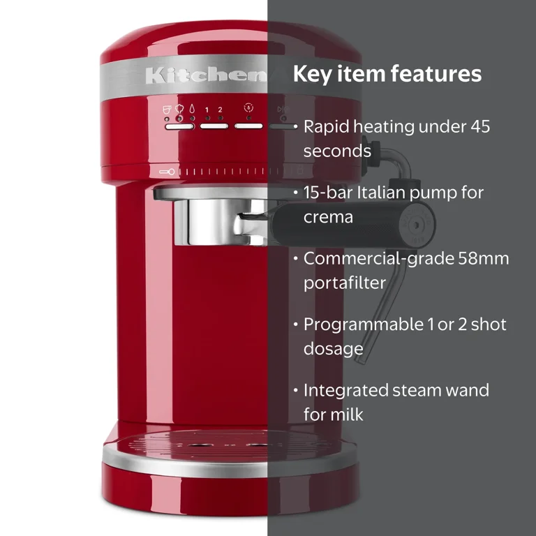 KitchenAid Metal Semi-Automatic Espresso Machine, Empire Red, Cup