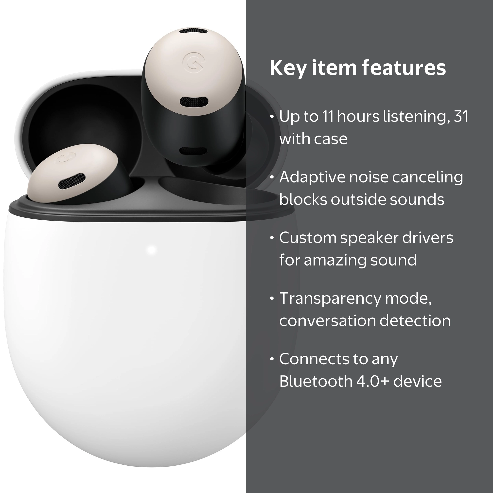 Google Pixel Buds Pro, Noise Canceling Earbuds, Transparency Mode