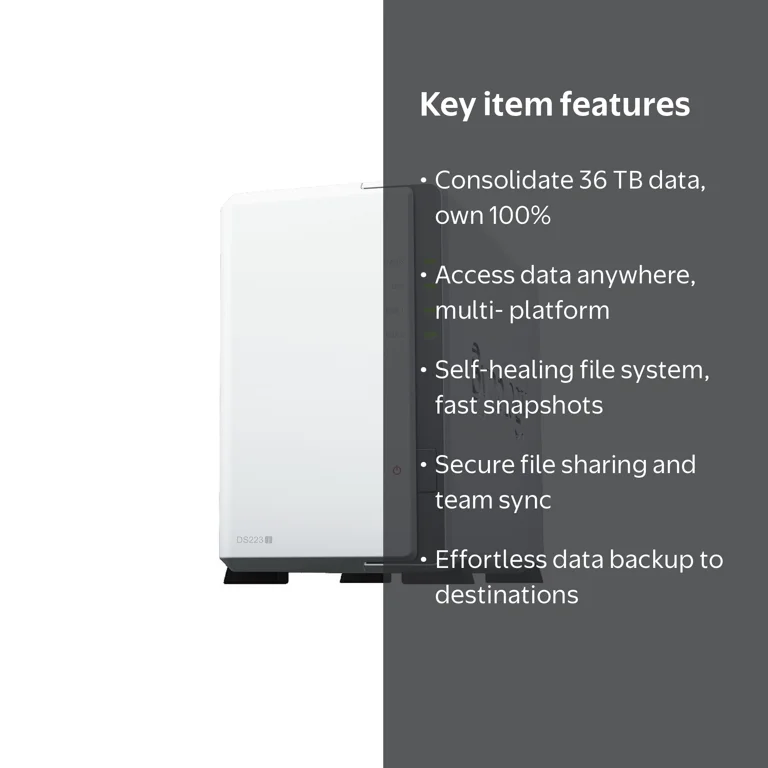 Synology 2-bay DiskStation DS223j, Diskless, Centralized Data