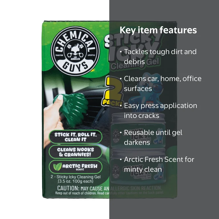 はっきぃ！ クレンジング、バランシングクリーミージェル Sticky Icky Car Cleaning Gel, Arctic Fresh Scent, 2-Pack - Walmart.com