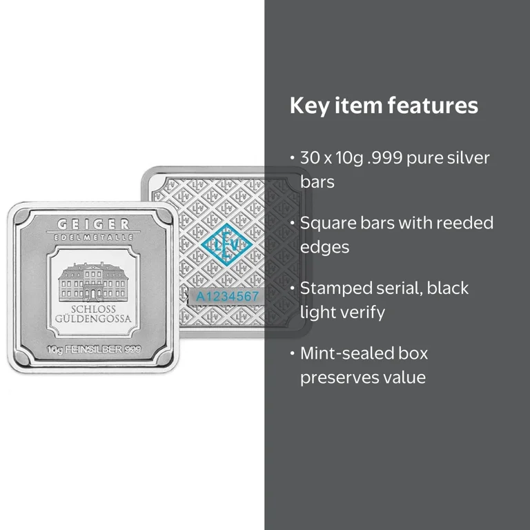 Geiger Edelmetalle Precious Metals Bullion - Box of 30 x 10g .999