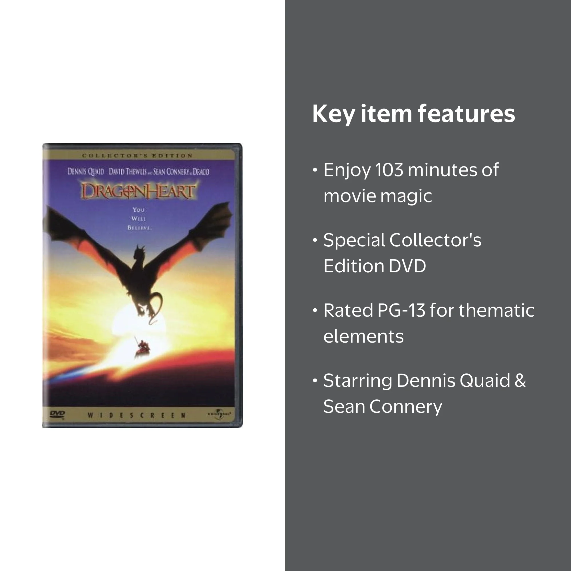 Universal Studios Dragonheart Movie: Action & Adventure DVD