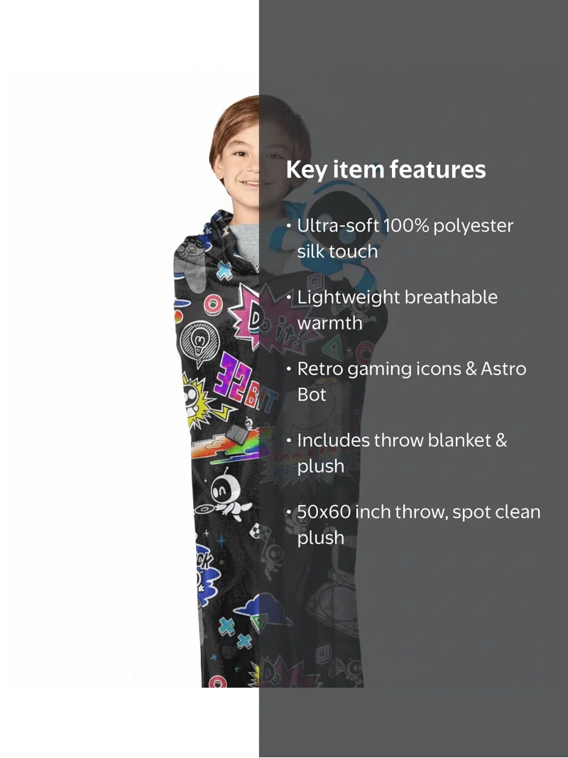 Playstation Astrobot Mural Officially Licensed Silk Touch Throw