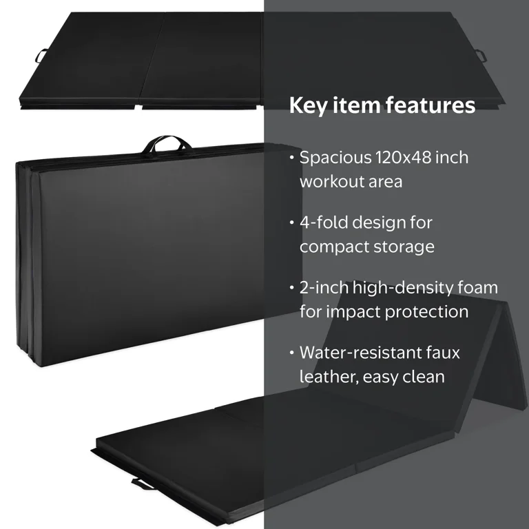 Best Choice Products Folding Gym Mat, 10ftx4ftx2in, 4-Panel, Black