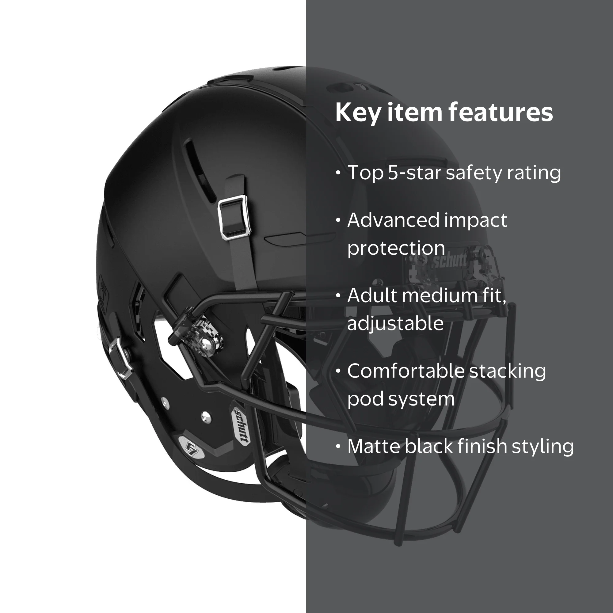 black f7 football helmet | Air but with improved impact performance for maximum athlete protection and increased athlete comfort Schutt F7 Black Football Helmet