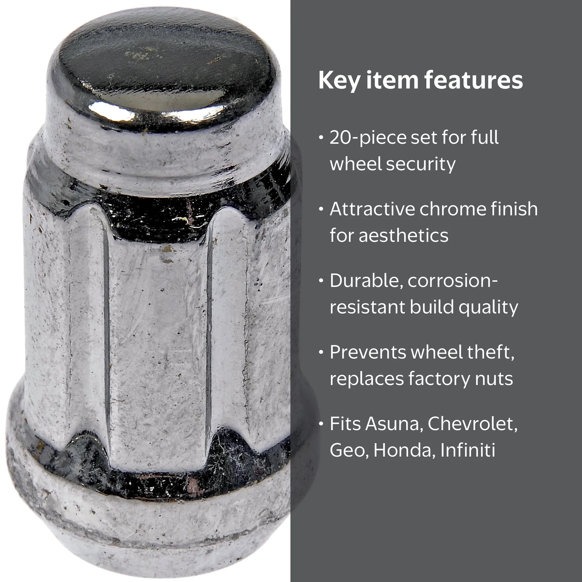 Dorman 711-455 Wheel Lock Set for Specific Models, Chrome (Pack of