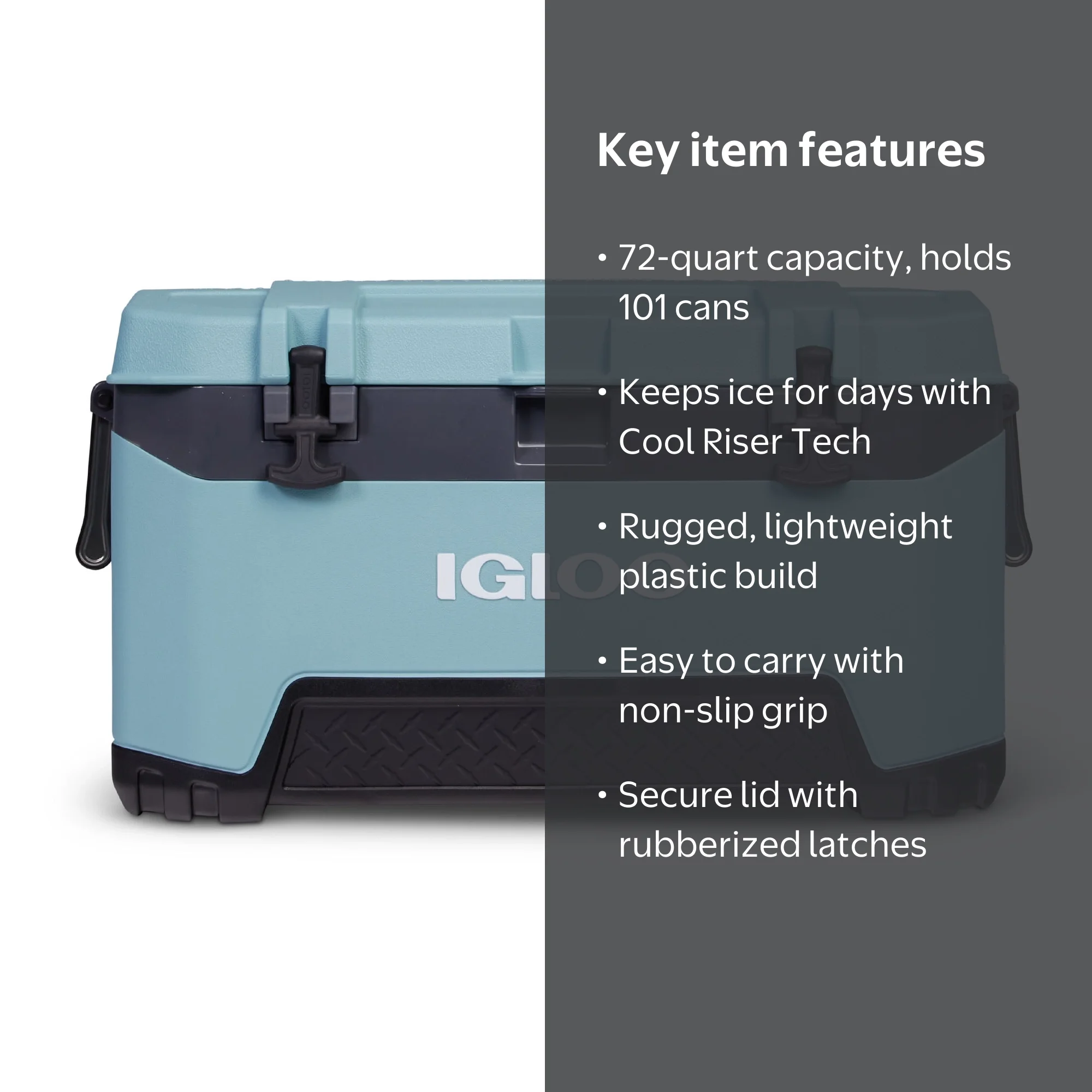 Igloo 72 QT BMX Ice Chest Cooler with Cool Riser Technology, Light