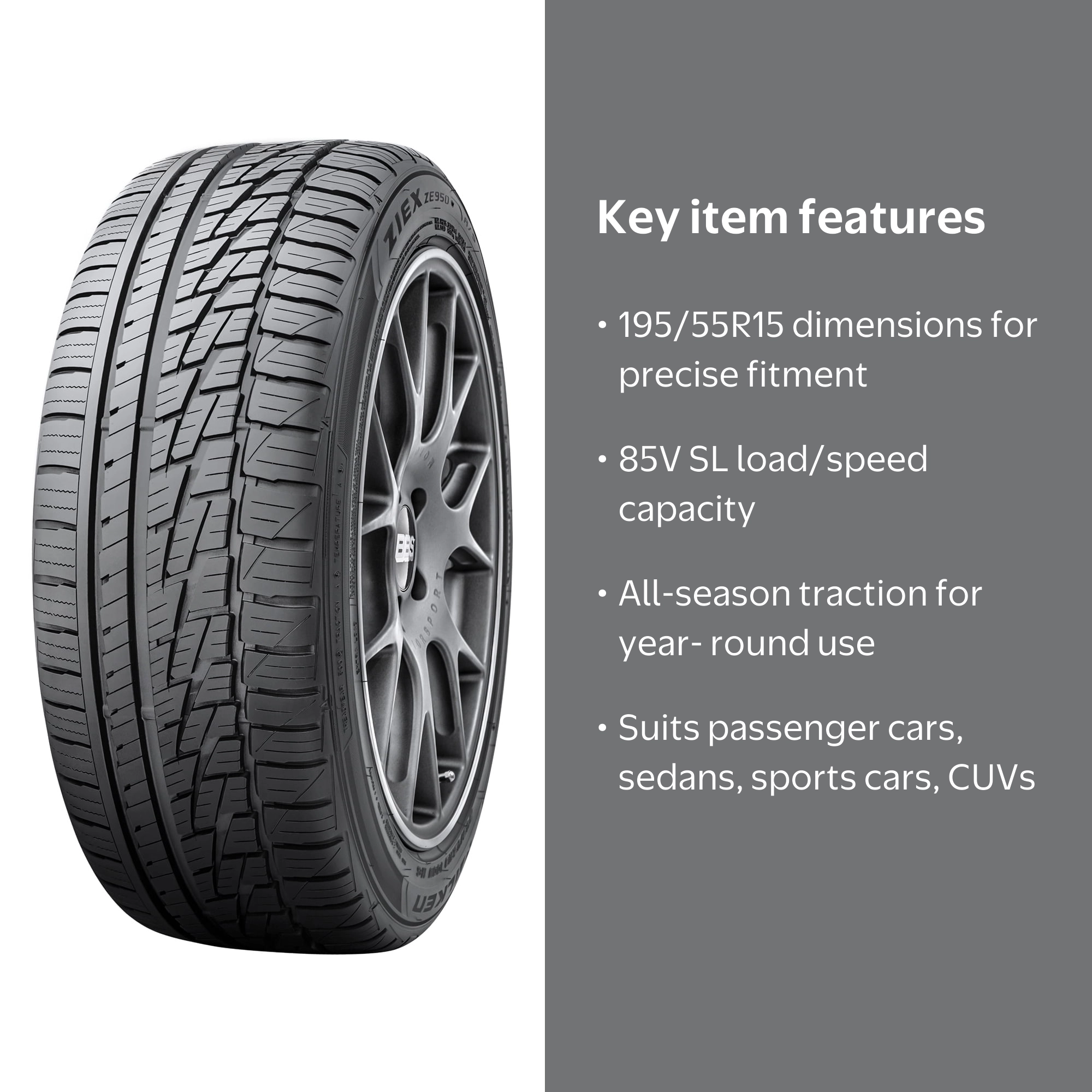 195/50/15            175/55/15をさがしてます Falken Ziex ZE950 A/S 195/55R15 85V Performance All Season Tire
