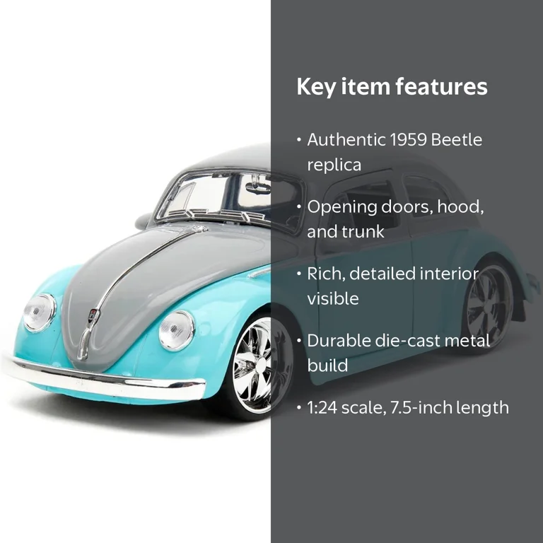 Punch Buggy 59 VW Beetle Blue 1:24 Metal Vehicle - Walmart.com
