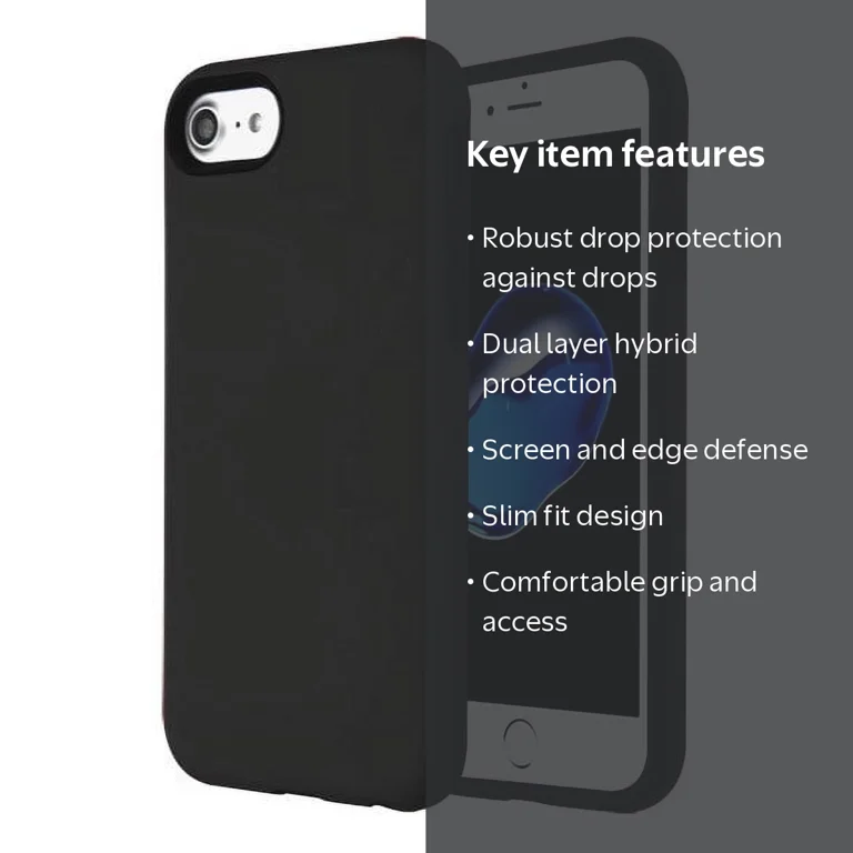 Xpression, iPhone 8/7/6S/6 Case, Black, Rubber, PC, TPU - Walmart.com