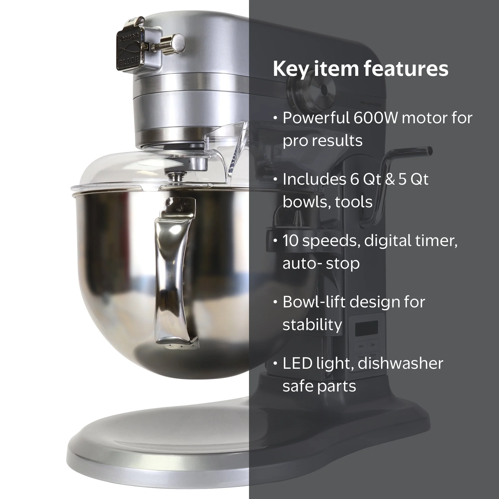 Kenmore Elite Heavy-Duty 6 Qt Bowl-Lift Stand Mixer, 600W