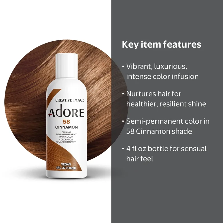 ADORE Semi-Permanent Haircolor, Cinnamon 4 fl oz, No Ammonia