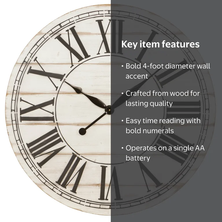 Decorative Wall Clock 掛け時計 アナログ Renata Oversize Shiplap Wall Clock - Walmart.com