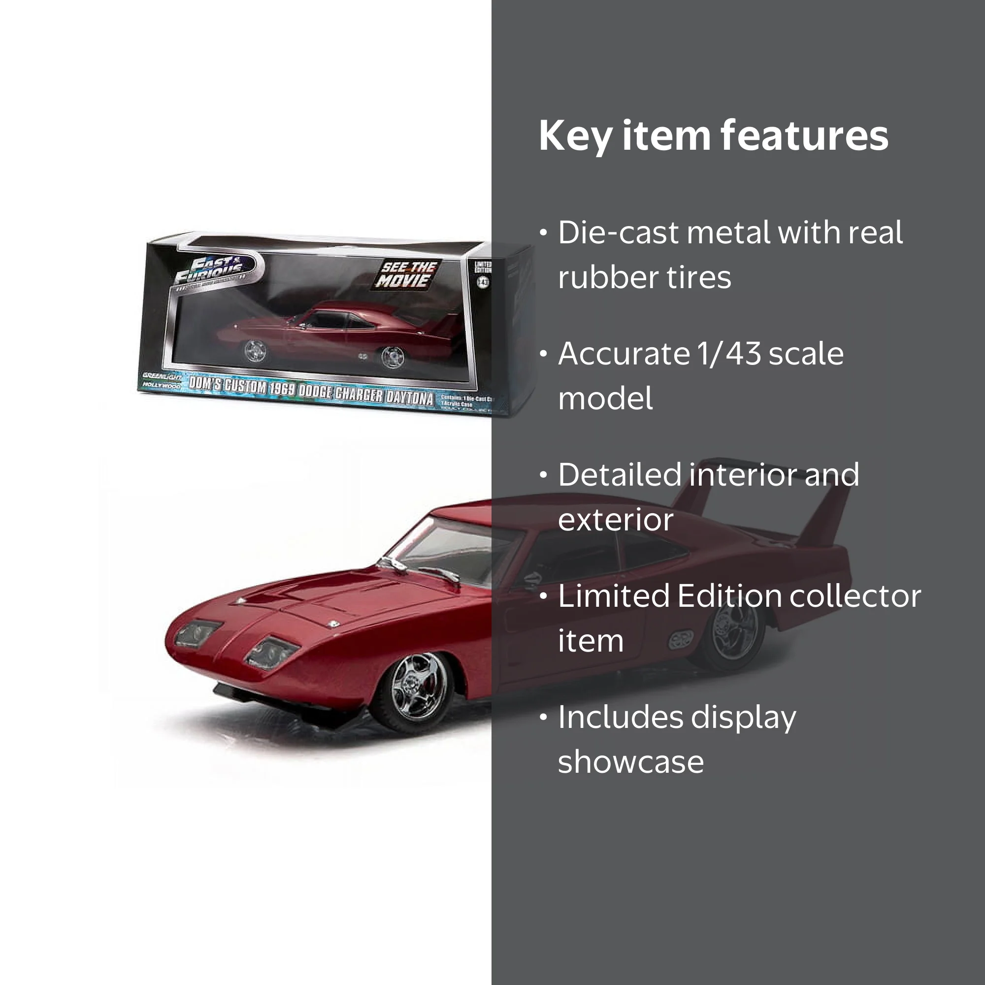 Dom's 1969 Dodge Charger Daytona Maroon Fast and Furious 6