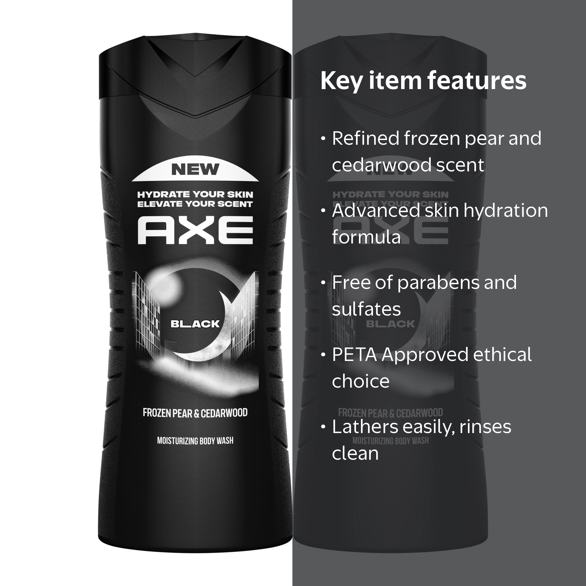 AXE Body Wash Moisturizing Black Paraben-Free & Sulfate-Free ,16