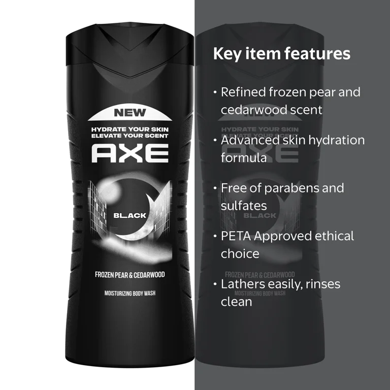 AXE Body Wash Moisturizing Black Paraben-Free & Sulfate-Free ,16
