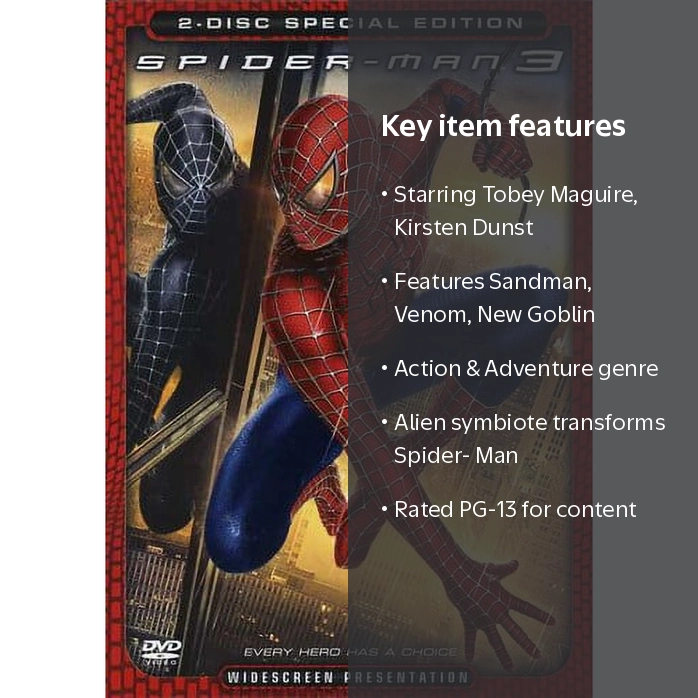 Sony Pictures Entertainment, Spider-Man 3 DVD, PG-13 - Walmart.com