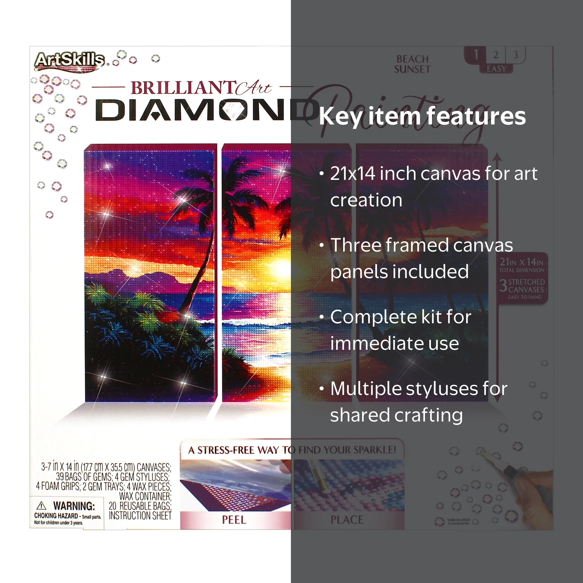 ArtSkills Diamond Art Painting Kit for Adults, Beach Sunset