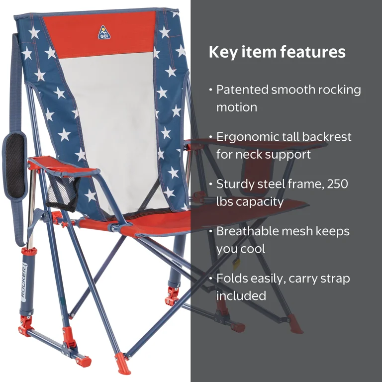 GCI Outdoor Comfort Pro Rocker Rocking Camping Chair with Cup