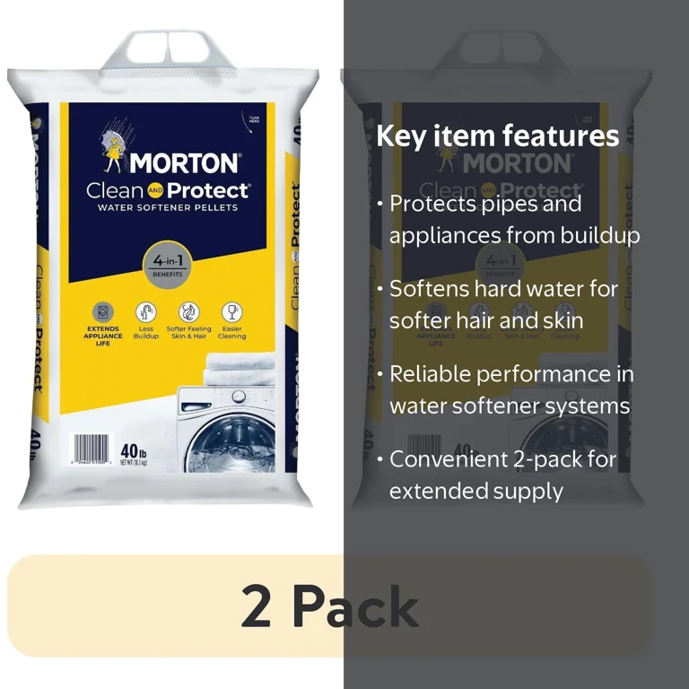 2 pack) Morton Clean and Protect Water Softener Salt Pellets, 40