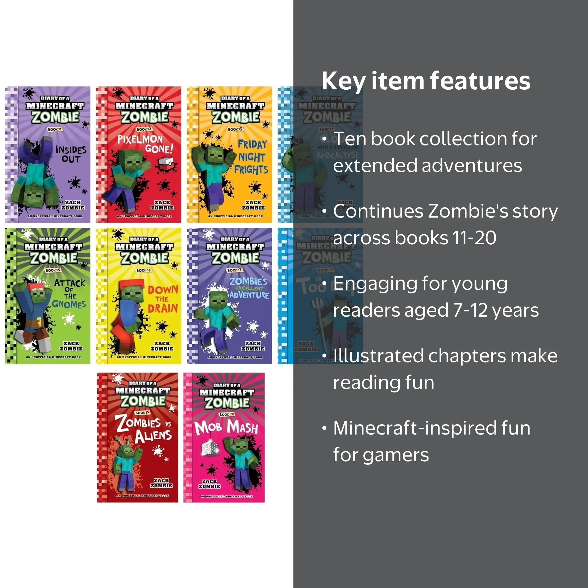 Diary of a Minecraft Zombie: Collection Set – Books 11–20 by Zack