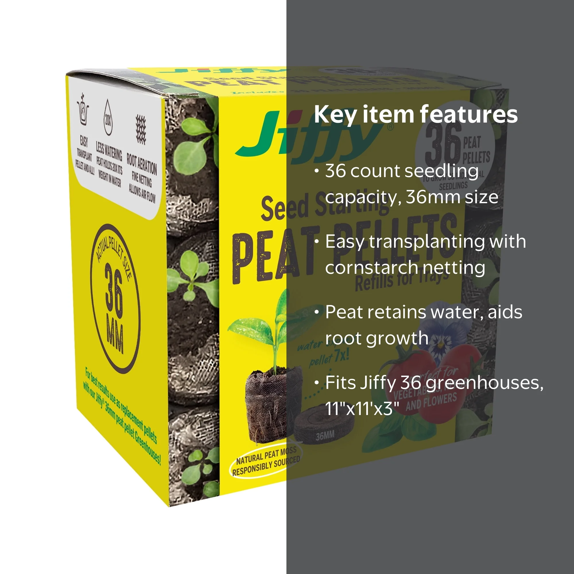 Jiffy, Peat Pellet Refills, 36mm, Seed Starter Soil Plugs