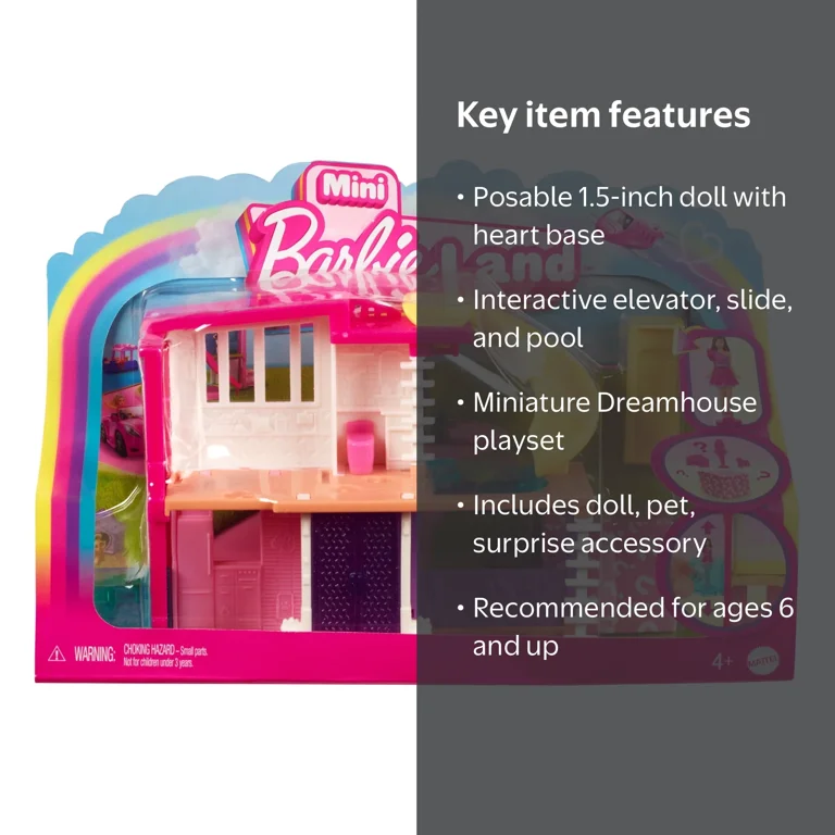 Barbie, Mini BarbieLand Doll House Playsets, with 1.5-inch Doll