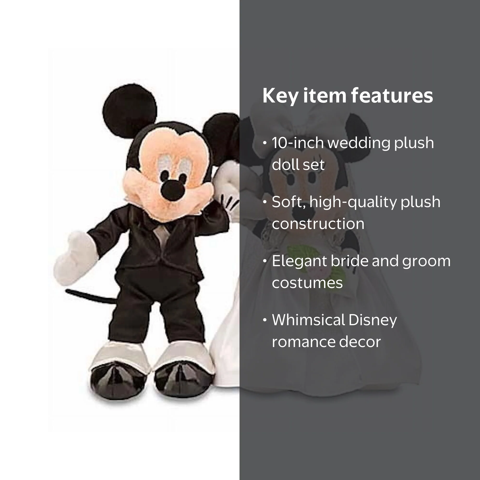 New Disney Parks Mickey & Minnie Bride & Groom Wedding Plush Doll