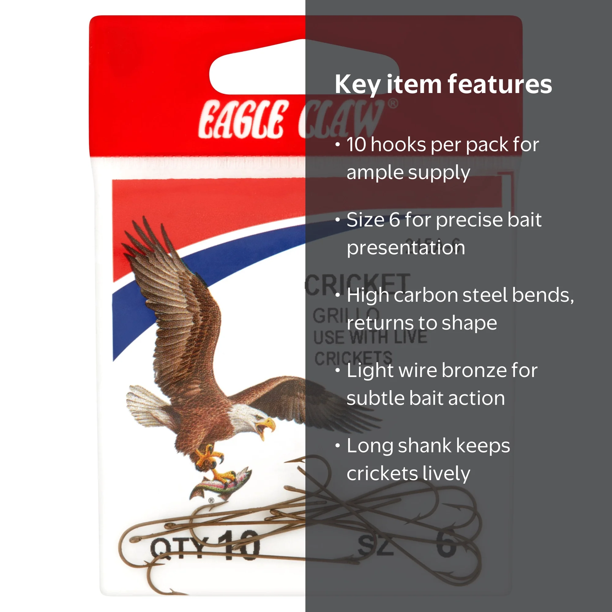 cricket fishing hooks Worm 5 / 0 Tempering Process means that hooks are lighter and up to 30% stronger Strike King Thunder Cricket Gold