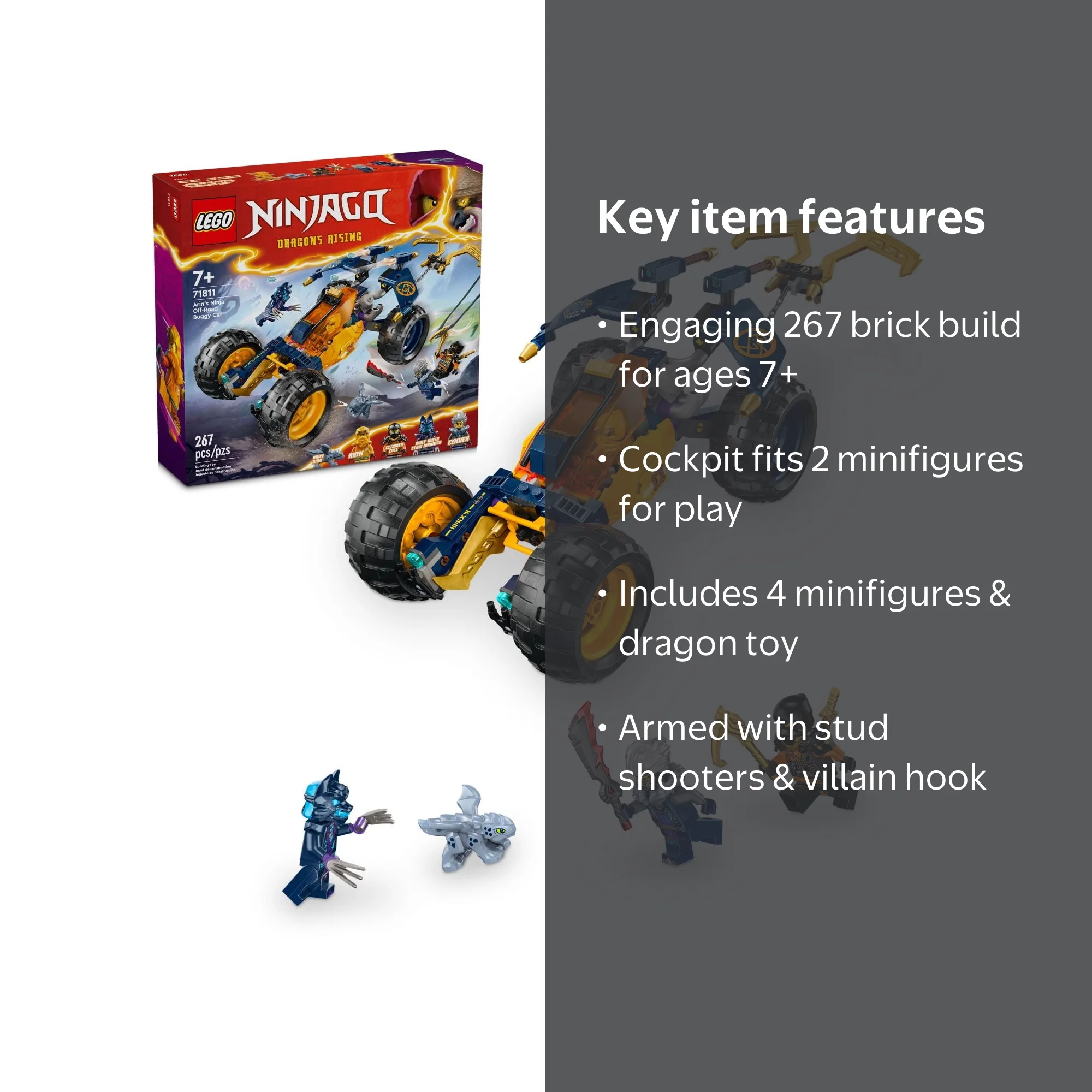 LEGO NINJAGO Arin's Ninja Off-Road Buggy Car Toy with 4