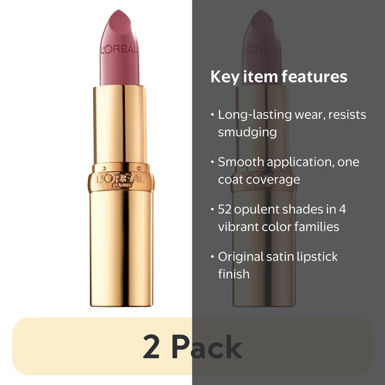 2 pack) L'Oreal Paris Colour Riche Original Satin Lipstick for