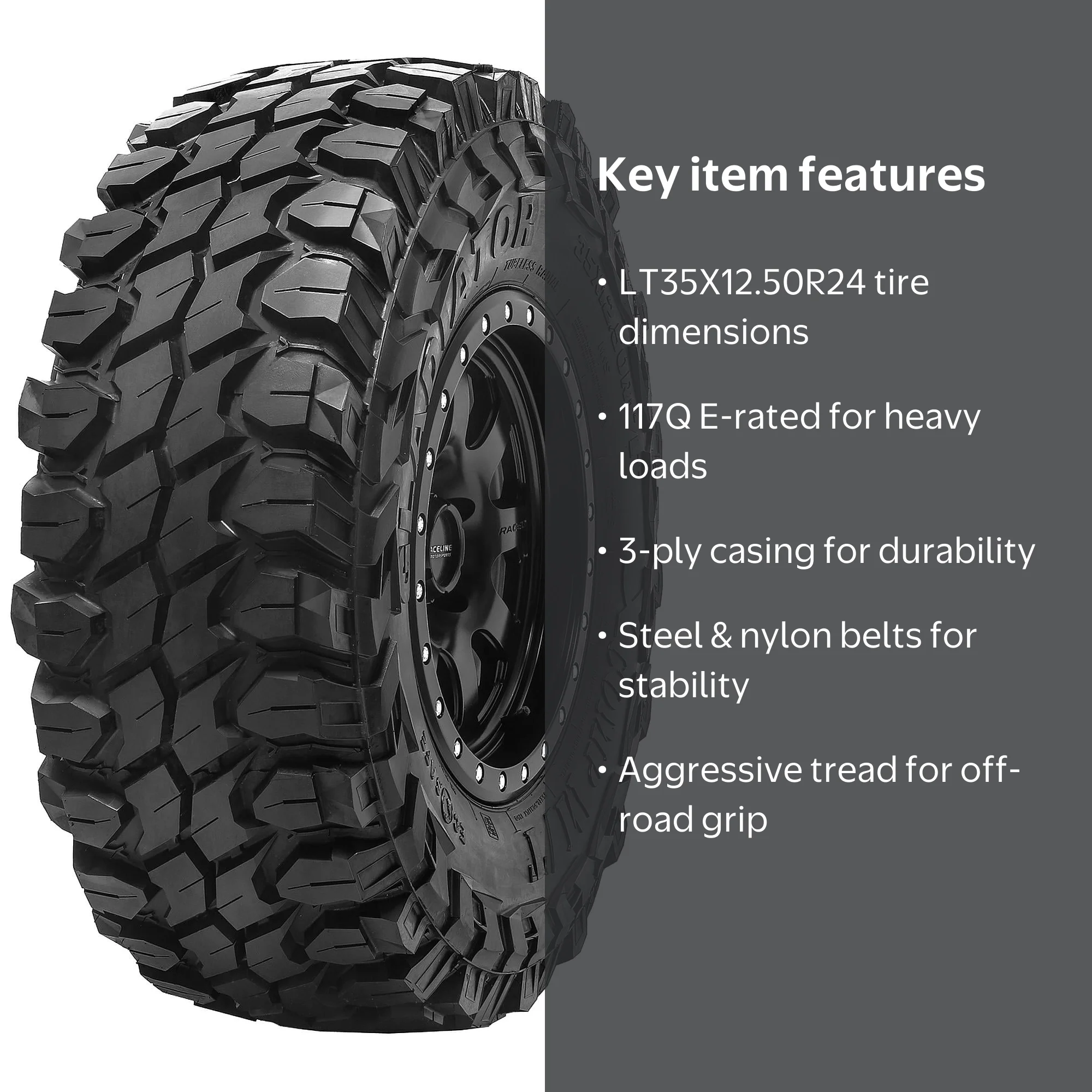 Gladiator X COMP M/T Mud Terrain Tire LT35X12.50R24 117Q E