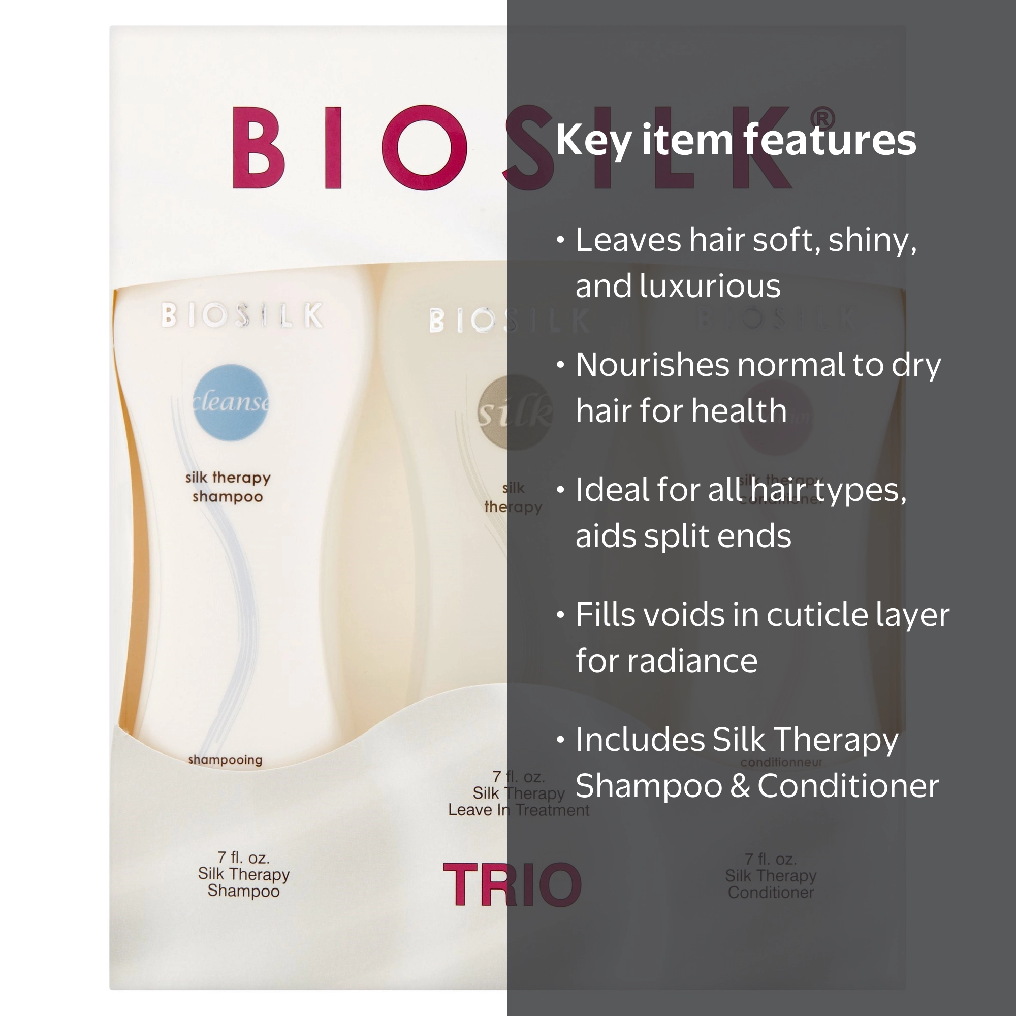 BioSilk Silk Therapy Trio Nourishing Shampoo Conditioner