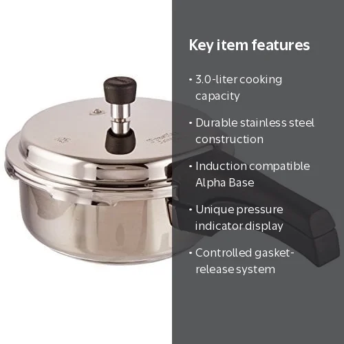 Prestige, Pressure Cooker, 3L Alpha Deluxe Stainless Steel