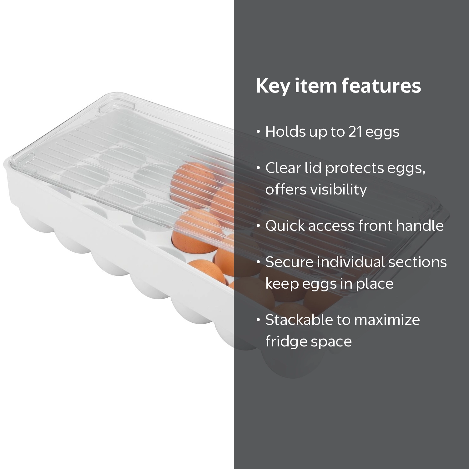 iDesign Fridge Binz BPA-Free Plastic Stackable 21 Egg Holder