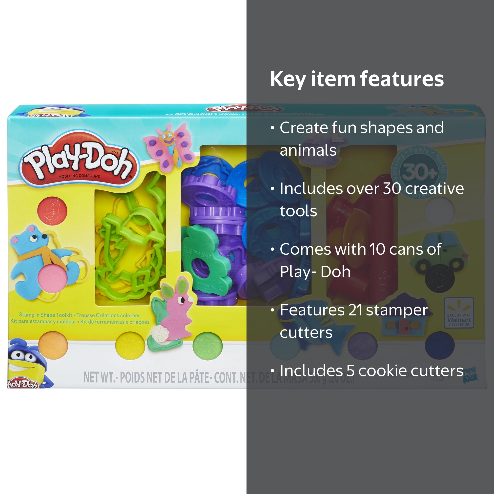 Play-Doh Stamp 'N Shape Play Doughs Tool Kit with 10 Cans and 30+