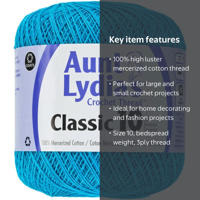 Aunt Lydia's Classic Crochet Thread Size 10-Parakeet - Walmart.com