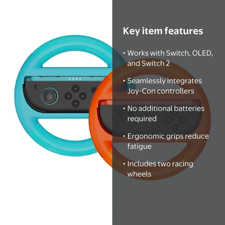 Onn+ Joy-Con Racing Wheels Compatible with Nintendo Switch 2 and