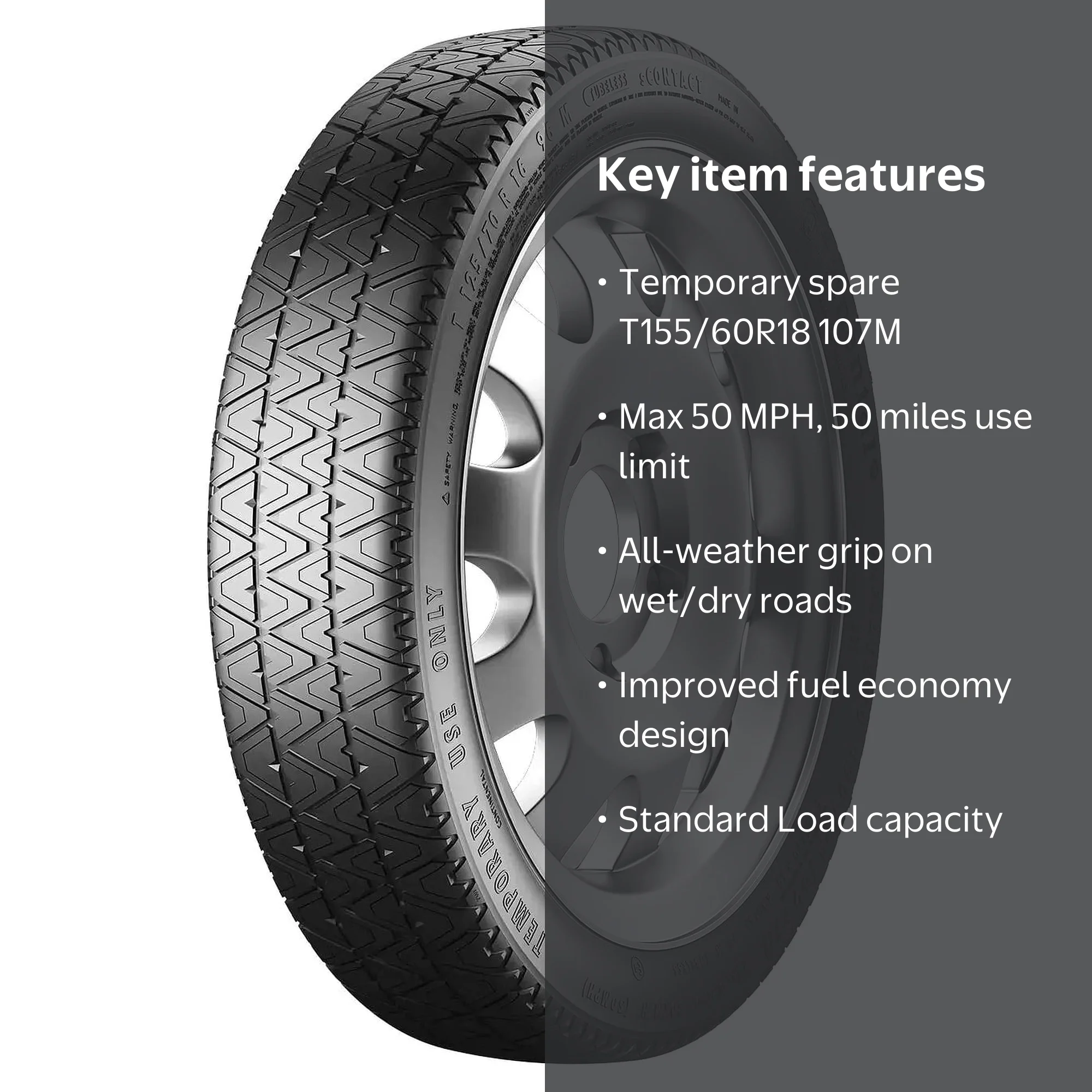 Continental sContact T155/60R18 107M Temp Spare Tire - Walmart.com
