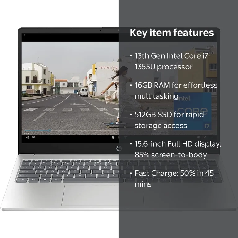 HP 15.6 inch Laptop PC, 13th Gen Intel i7, Iris Xe Graphics, 16GB