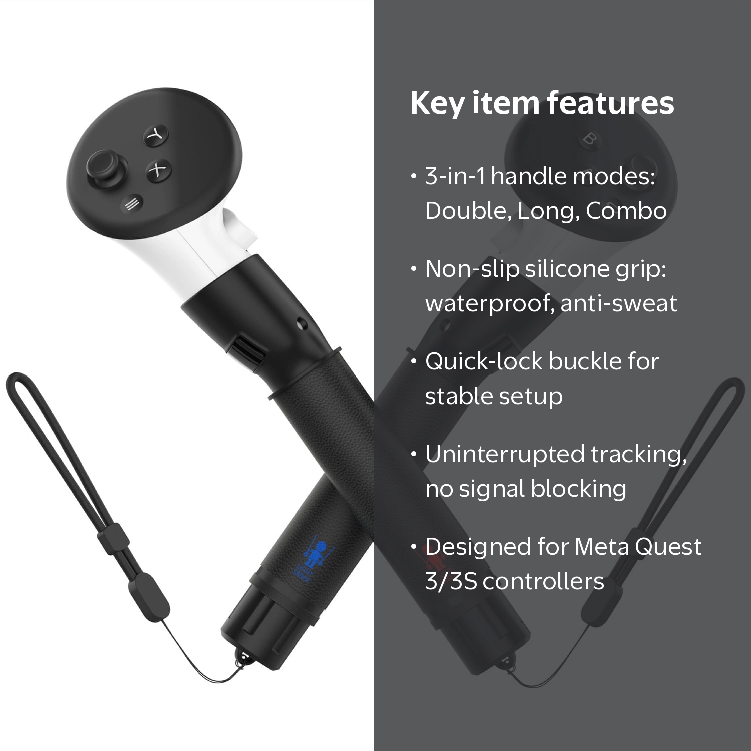 VR Handle Attachments for Meta Quest 3/Quest 3S, Long Arms