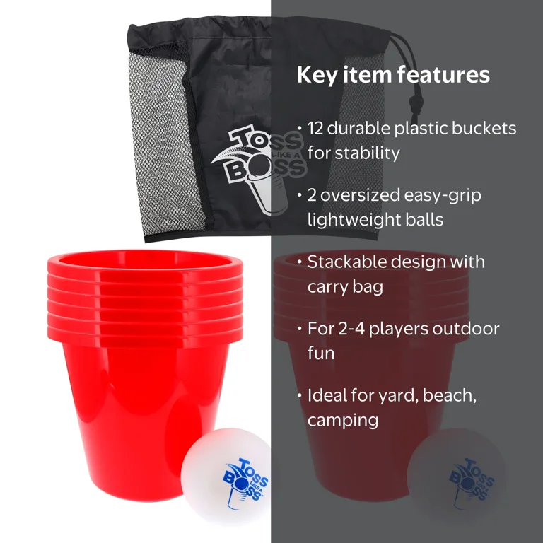 Banzai Toss Like A Boss Outdoor Giant Pong Lawn Game with