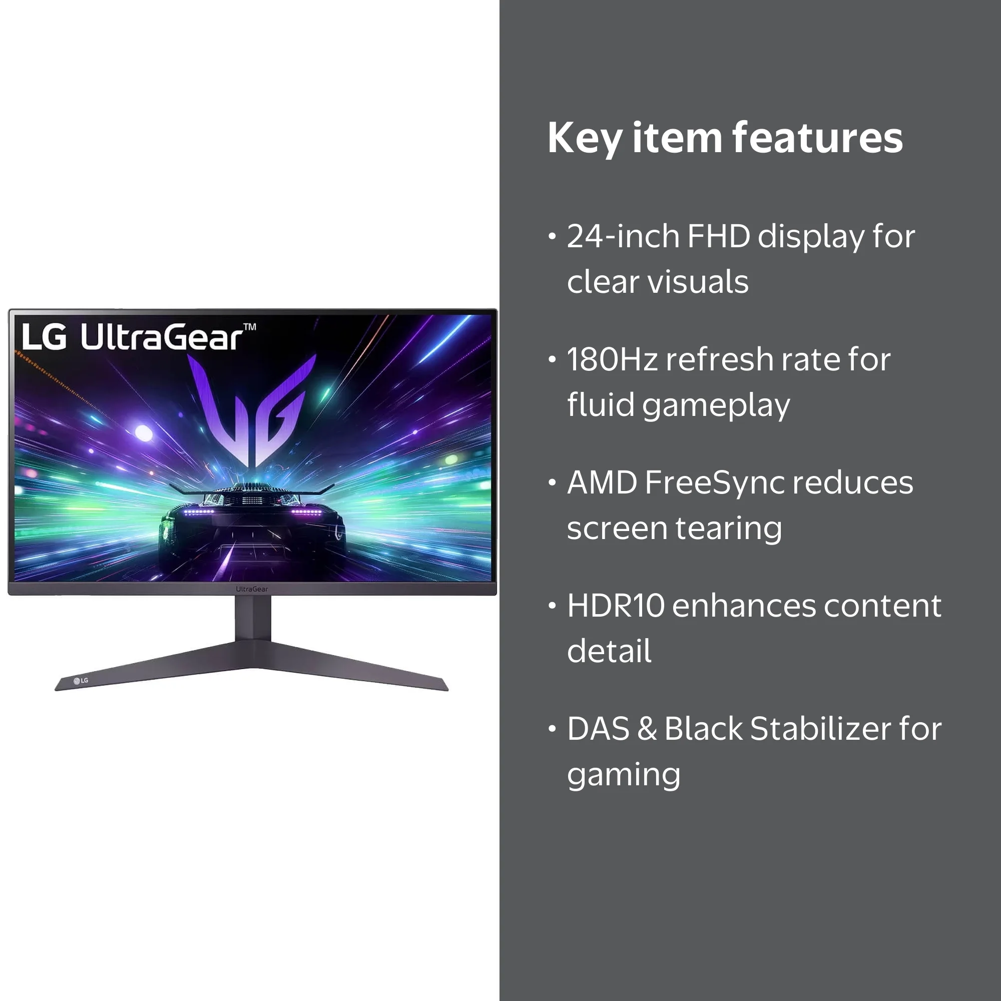 LG 24GS50F 24 inch UltraGear LCD FHD 180Hz Gaming Monitor with AMD