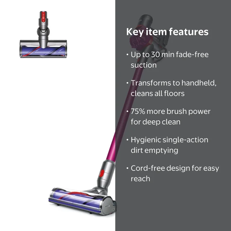 Dyson V7 Motorhead Cordless Vacuum, Fuchsia, Powerful Suction
