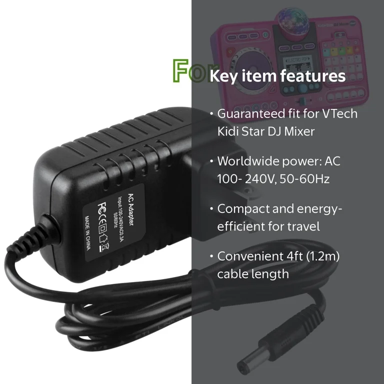K-MAINS AC Adapter Compatible With VTech Kidi Star DJ Mixer 80