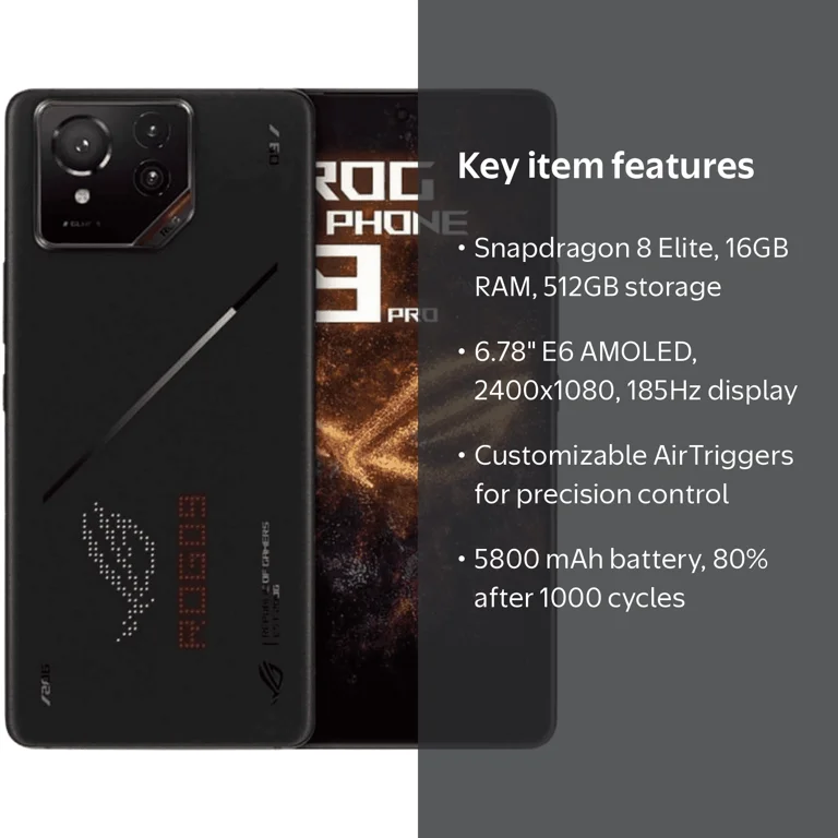 ROG Phone 9 Pro 16+512GB 6.78inch Display 2k 165Hz 5G Gaming phone