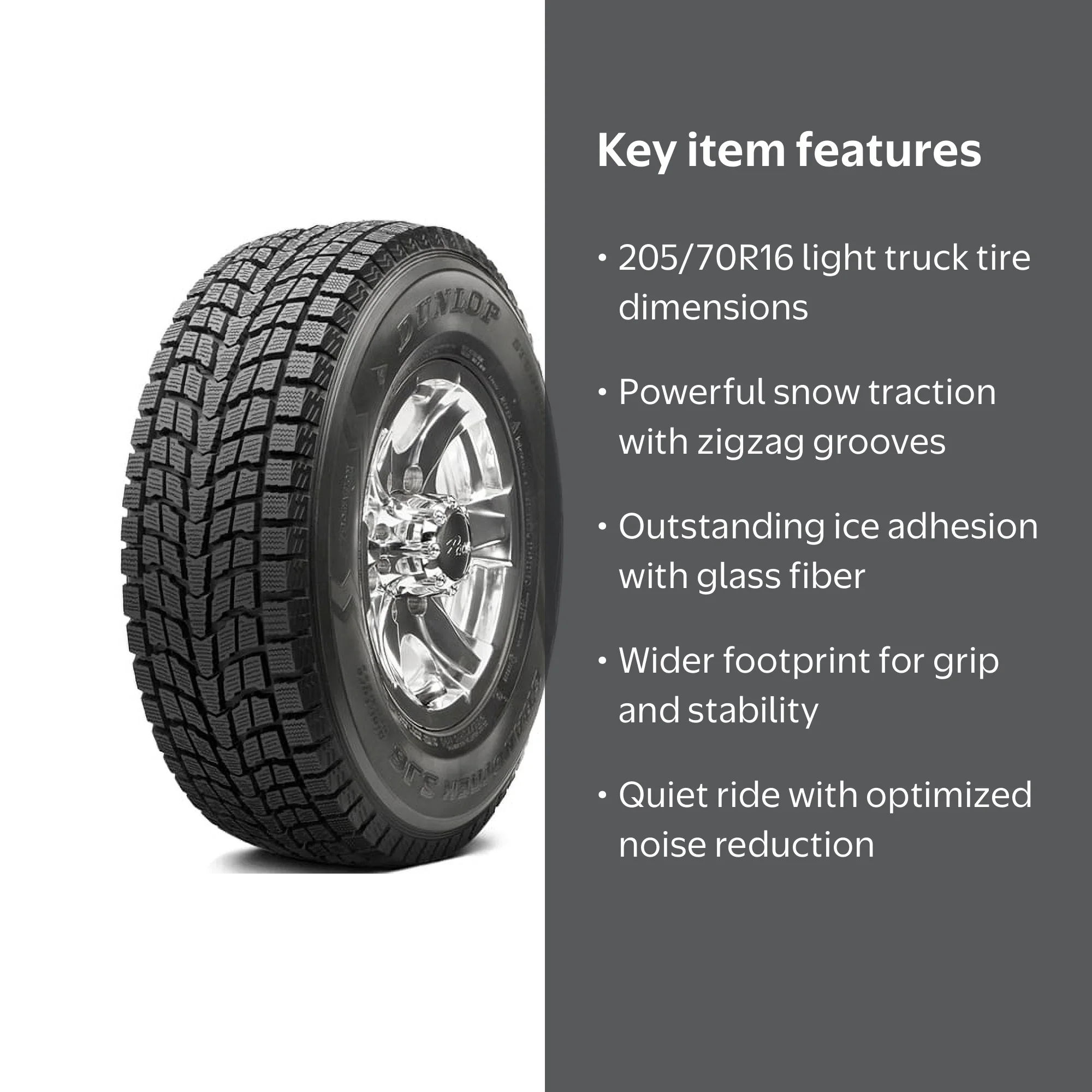 Dunlop, Light Truck Tire, 205/70R16 97Q, Winter Snow Traction