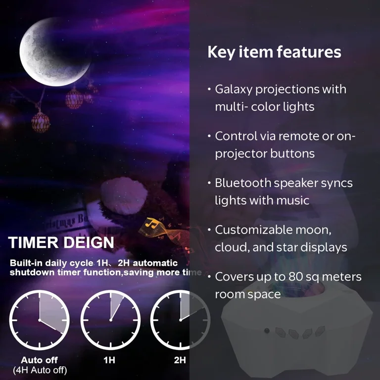 Slok Aurora Star Light Projector, Remote & Bluetooth, Multi-Color