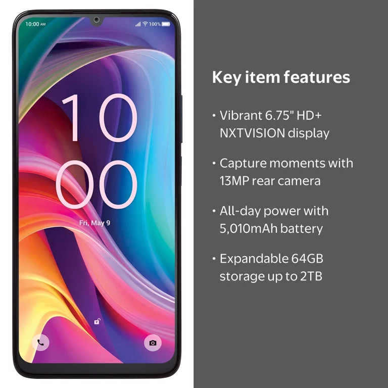 Walmart Family Mobile TCL K33 5G, 64GB, Space Gray, Prepaid