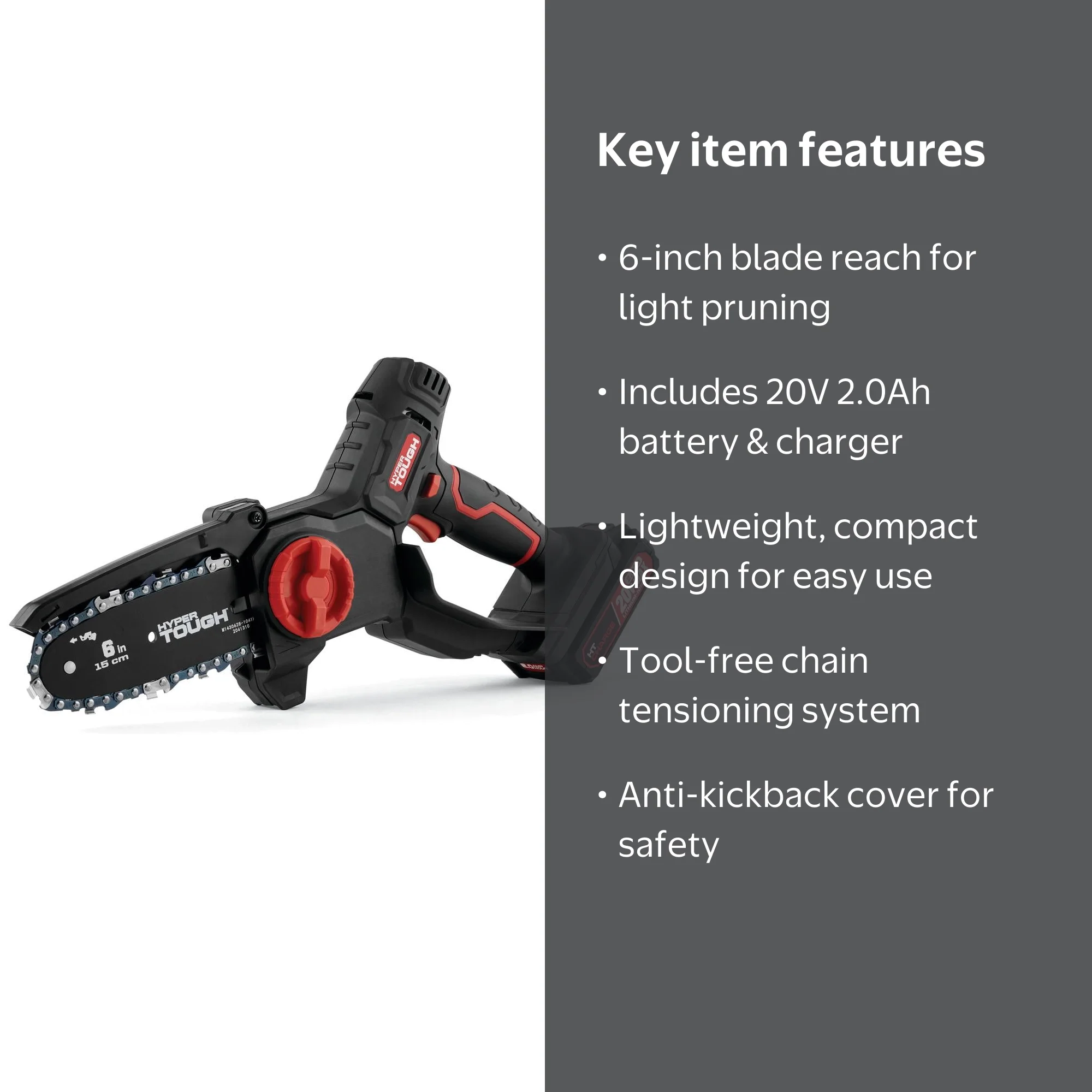 Free Shipping! Hyper Tough 20V 6-inch Mini Chainsaw with Battery